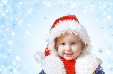 little girl in christmas hat