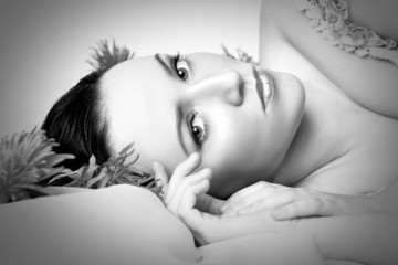 Monochrome portrait of a beautiful sexy girl