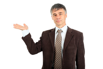 Business background: handsome businessman in a work process.