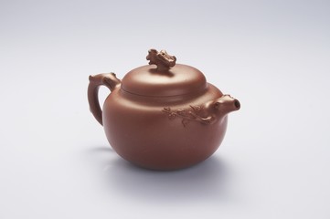 Chinese teapot on the white background