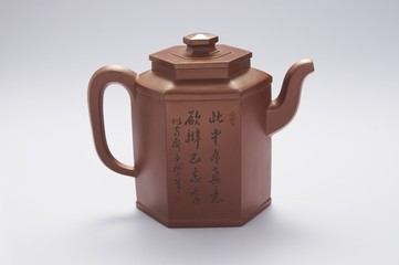 Chinese teapot on the white background