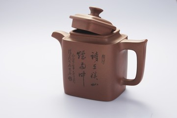 Chinese teapot on the white background