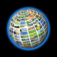 multimedia globe on black background