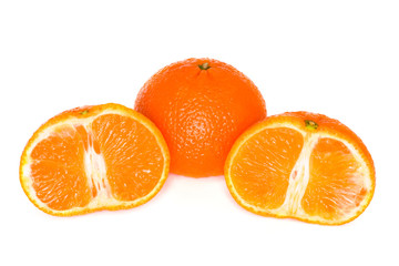 fruits. slice of mandarin isolated on white