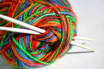 Knitting wool with knitting needle
