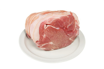Raw joint of pork on a plate