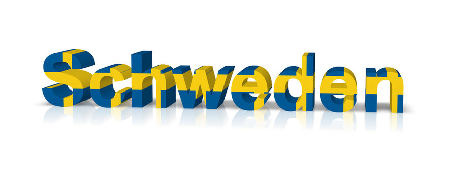 schweden 3d text symbol reflektion
