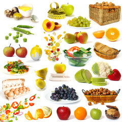 Healthy food collection isolated on white background