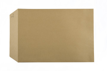 horizontal brown envelope on white background
