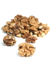 Walnuts  on a white background