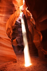 Antelope Canyon and beam of light near Page, Arizona