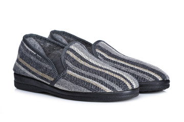 A pair of male slippers isolated on white background