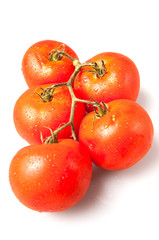 Fresh tomatos on white background