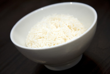 Basmati rice in a white rice bowl