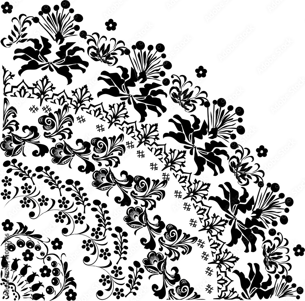 Wall mural quadrant flower silhouette