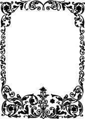 black frame with floral curls