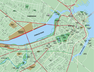 Boston, MA Downtown City Map