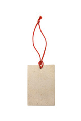 empty paper tag isolated on white background.