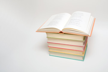 books on white background.