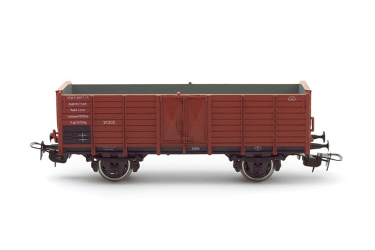 Empty cargo wagon isolated on white background