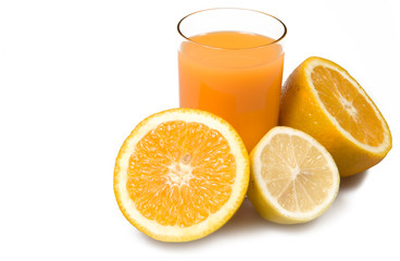 orange juice isolated on white..