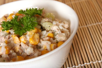 close up of tuna salad