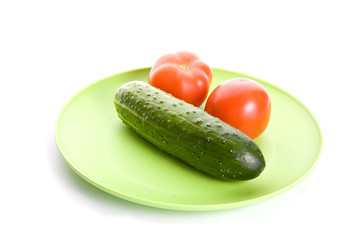 vegetables on the plate isolated