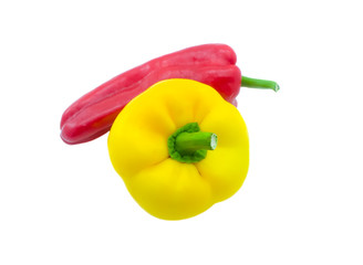 Two sweet pepper of red and yellow colours