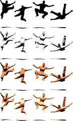 Dancer Jump silhouette various poses - VECTOR