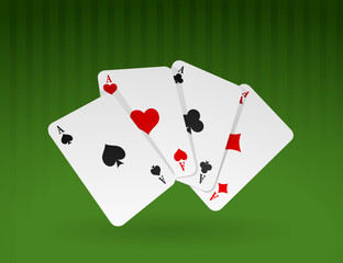 Vector illustration of cards on green background