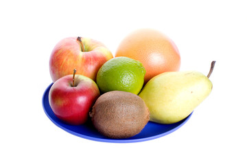 Colorful display of fruit isolated on the plate