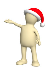 Puppet in a christmas costume. Object over white