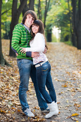 Young couple in love outside