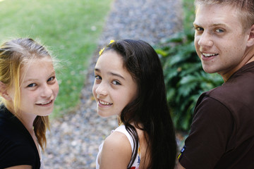 Obraz premium Three cute kids together outdoors