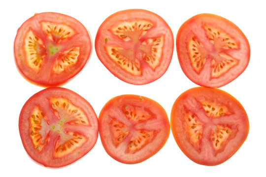 Background - tomato slices on white