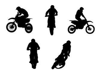 motocross silhouettes - vector