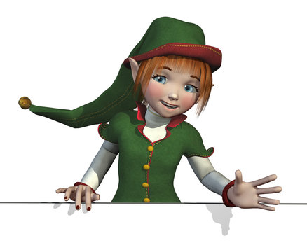 Santa's Elf with Edge of Blank Sign
