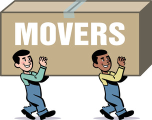 vector moving men illustration - carrying a box