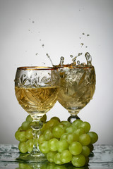 champagne splash grape and green bottle