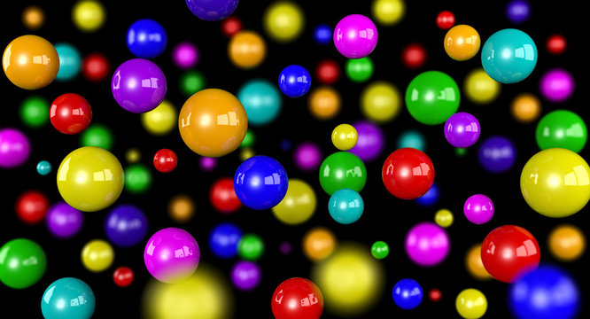 Colored balls in the air