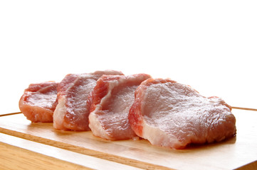 Prepared slices of fresh pork meat with parsley