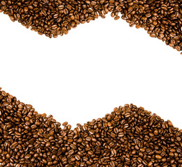 Coffee beans on the white background with copy space..