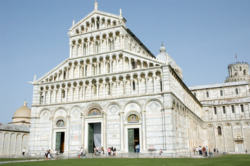 Naklejka premium Front facade of cathedral duomo in Pisa Tuscany Italy
