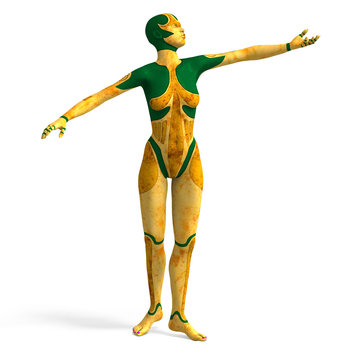 Sexy female android or robot.With Clipping Path
