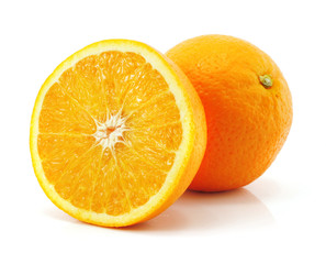 citrus orange fruit with cut isolated on white background