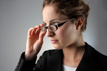 business woman with glasses