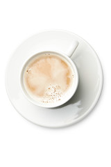 Cup of coffee with milk isolated over whte background