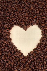 heart shape in coffee beans background