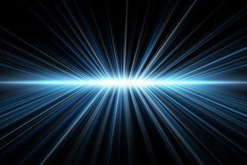 Rays' light, blue on black, abstract