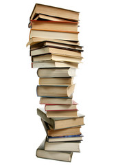 Stack of books isolated over white background..
